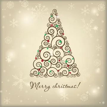 Christmas background with Christmas tree, vector illustration. Stock-Illustration