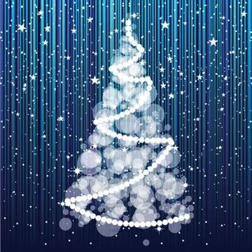 Christmas background with Christmas tree, vector illustration. Stock Illustration