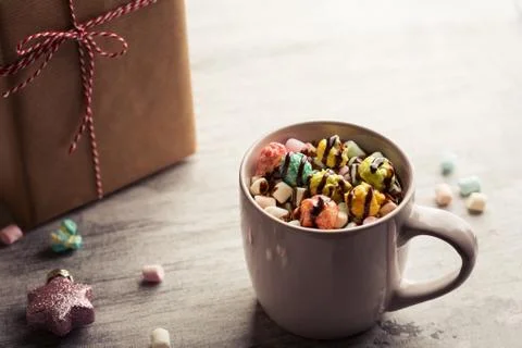 Christmas background with coffee Stock Photos