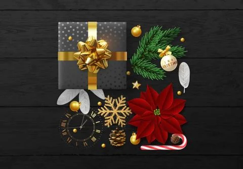 Christmas background composition with realistic design elements Illustrazione stock