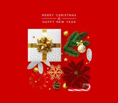 Christmas background composition with realistic design elements Illustrazione stock
