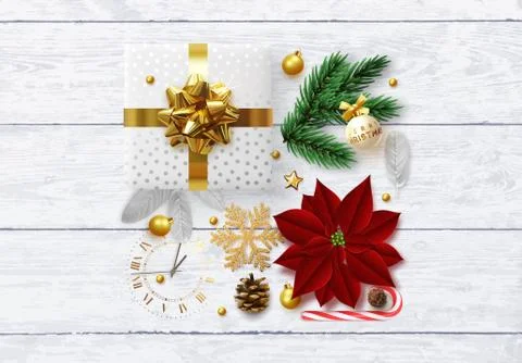 Christmas background composition with realistic design elements Stock Illustration