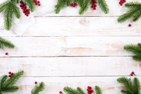 Christmas background concept. Top view of Christmas green and red gift box wi Stock Photos