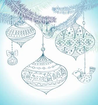 Christmas background with cute decorations Stock Illustration