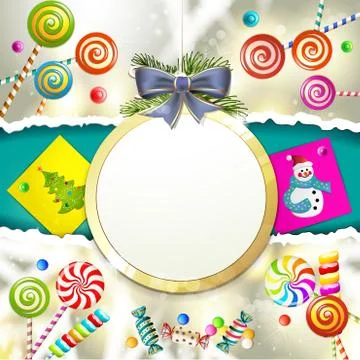 Christmas background decorated with candy Stock Illustration