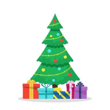 Christmas background with decorated tree Stock Illustration