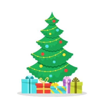 Christmas background with decorated tree Stock Illustration