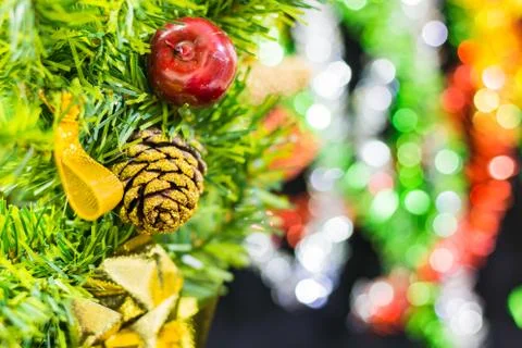 Christmas background with decorations on blur background Stock Photos