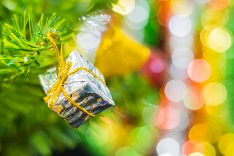 Christmas background with decorations on blur background Stock Photos