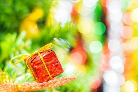 Christmas background with decorations on blur background Stock Photos
