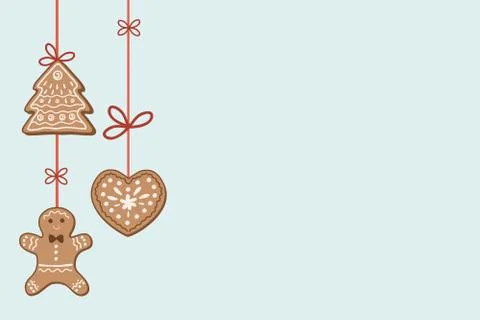 Christmas background with decorations. Vector color illustration. Gingerbread Stock Illustration