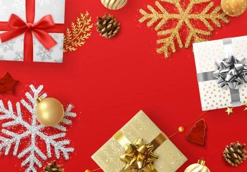 Christmas background with decorative Xmas elements of design Stock Illustration
