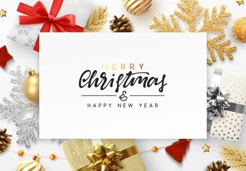 Christmas background with decorative Xmas elements of design Stock Illustration