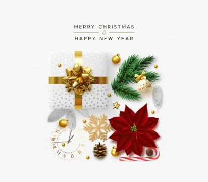 Christmas background with decorative Xmas elements of design. Stock Illustration