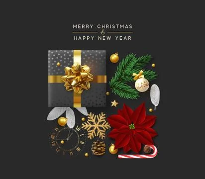 Christmas background with decorative Xmas elements of design. Stock Illustration