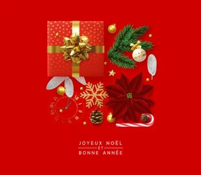 Christmas background with decorative Xmas elements of design. Stock Illustration