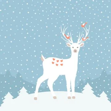 Christmas background with deer Stock Illustration