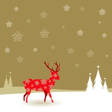 Christmas background with deer. Vector illustration Stock Illustration