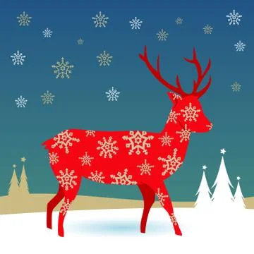 Christmas background with deer. Vector illustration Stock Illustration