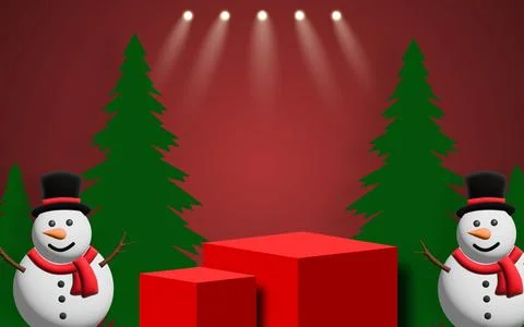Christmas background with a display base for products. Vector illustration. Stock Illustration