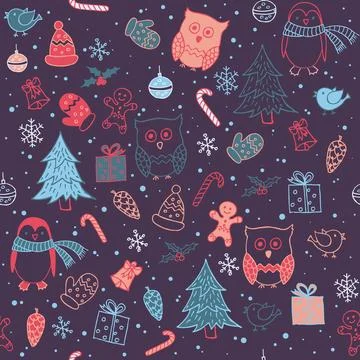 Christmas background in doodle style Stock Illustration