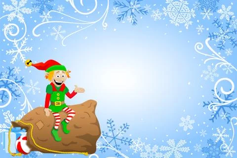 Christmas background with elf Stock Illustration