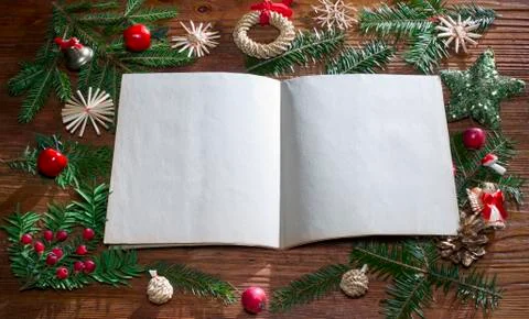 Christmas background with empty paper Stock Photos