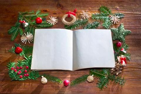Christmas background with empty paper Stock Photos