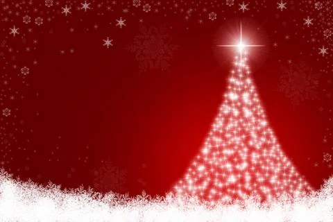 Christmas Background featuring Tree and Snowflakes Stock Illustration