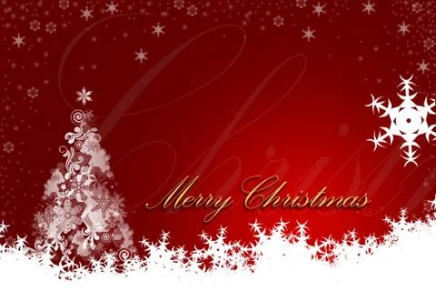 Christmas Background featuring Tree and Snowflakes Stock Illustration