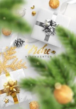Christmas background. Festive design composition top view. pine and spruce br Stock Illustration