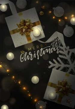 Christmas background. Festive xmas composition of decorative elements. Stock Illustration
