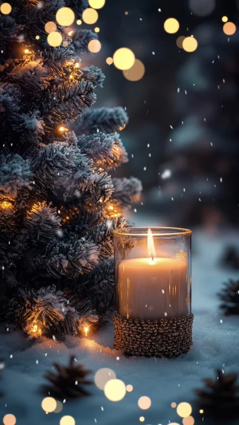 Christmas background with fir branches, pine cones and bokeh lights. Stock Footage 293280728