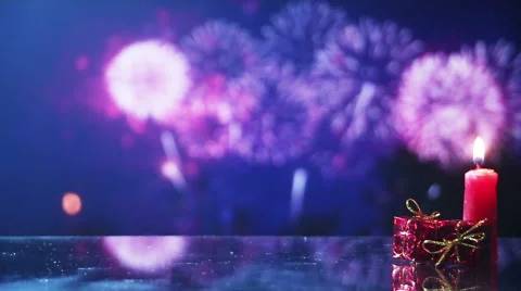 Christmas background with fireworks seamless loop Stock Footage 66509208