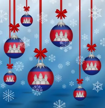 Christmas background flags cambodia Stock Illustration