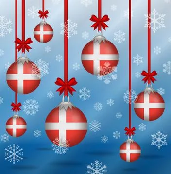 Christmas background flags denmark Stock Illustration