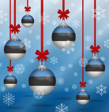 Christmas background flags estonia Stock Illustration