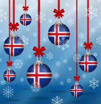 Christmas background flags iceland イラスト素材
