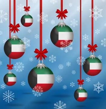 Christmas background flags kuwait Stock Illustration
