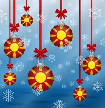 Christmas background flags macedonia 스톡 일러스트