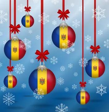 Christmas background flags moldova Stock Illustration