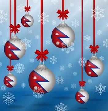 Christmas background flags nepal Stock Illustration
