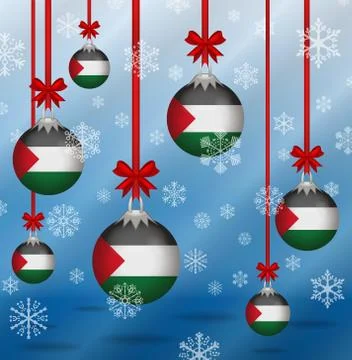 Christmas background flags palestine Stock Illustration