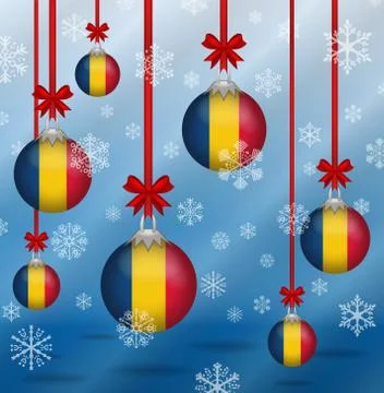 Christmas background flags romania イラスト素材