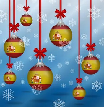 Christmas background flags spain Stock Illustration