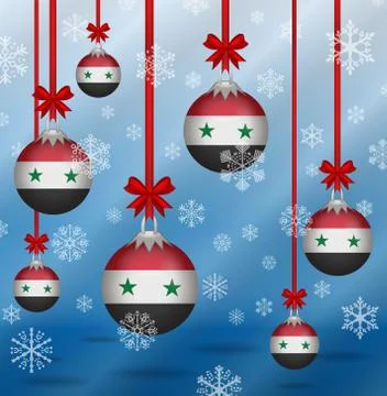 Christmas background flags syria Stock Illustration