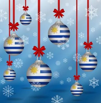 Christmas background flags uruguay Stock Illustration