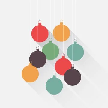 Christmas background with flat balls Illustrazione stock