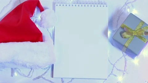 Christmas background with gift box new year decorations Flatlay Stock Footage 162682970