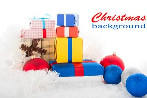 Christmas background. gift boxes Stock Photos
